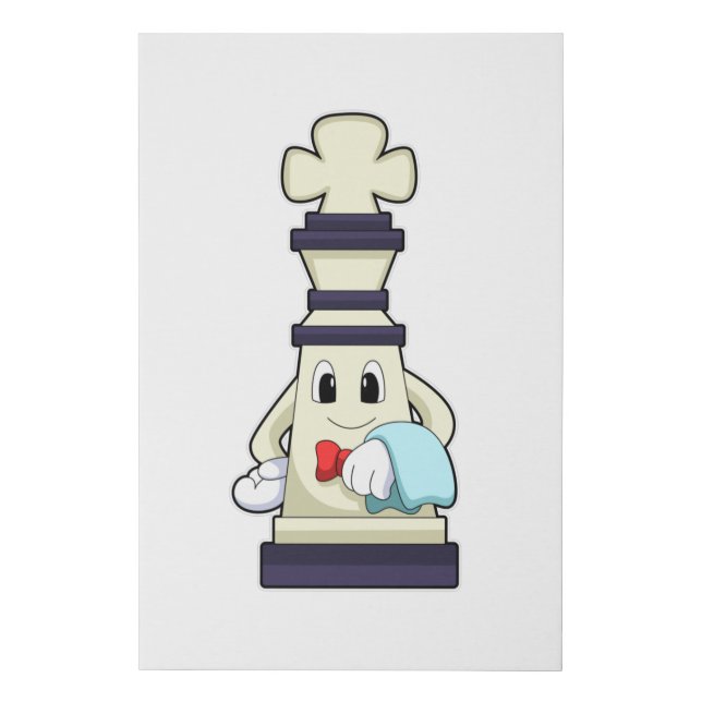 Chess piece King as Waiter with Towel Faux Canvas Print (Front)