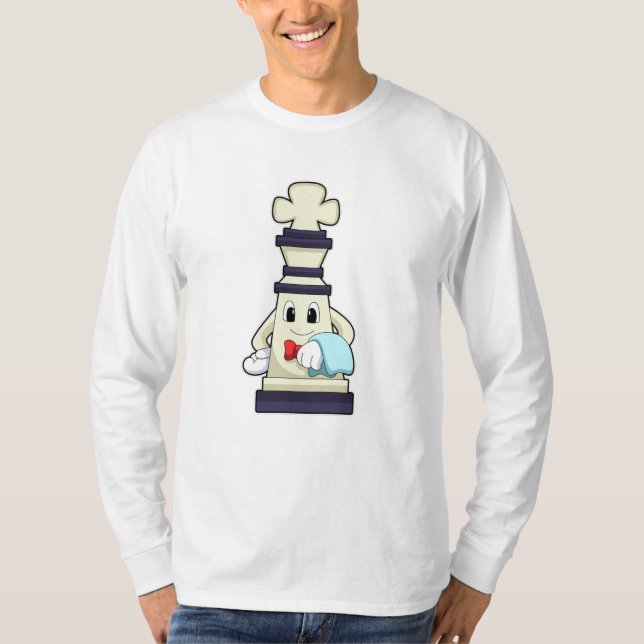 Chess piece King as Waiter with Towel T-Shirt (Front)