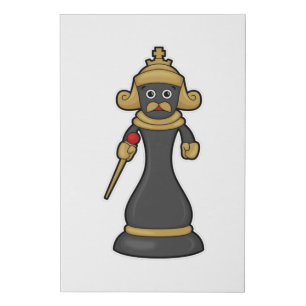 Chess piece King at Chess with Staff Faux Canvas Print