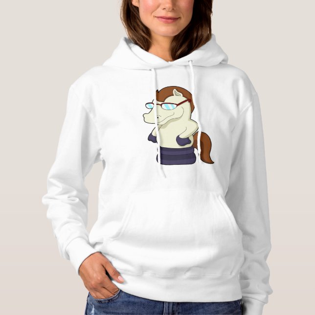 Chess piece Knight as Horse with Sunglasses Hoodie (Front)