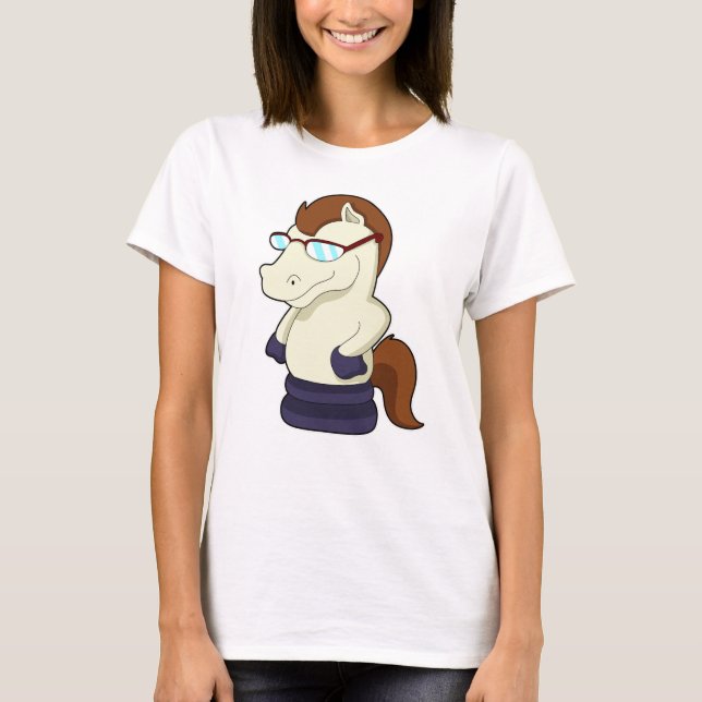 Chess piece Knight as Horse with Sunglasses T-Shirt (Front)