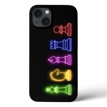 Chess Piece Neon Lights Black