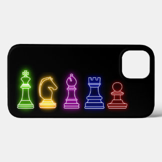 Chess Piece Neon Lights Black iPhone 13 Case