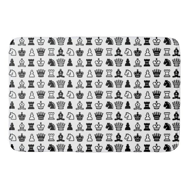 Chess Piece Pattern Bathroom Mat (Front)