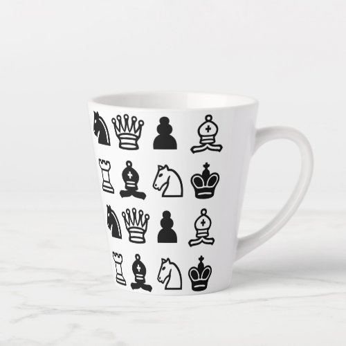 Chess Piece Pattern Latte Mug