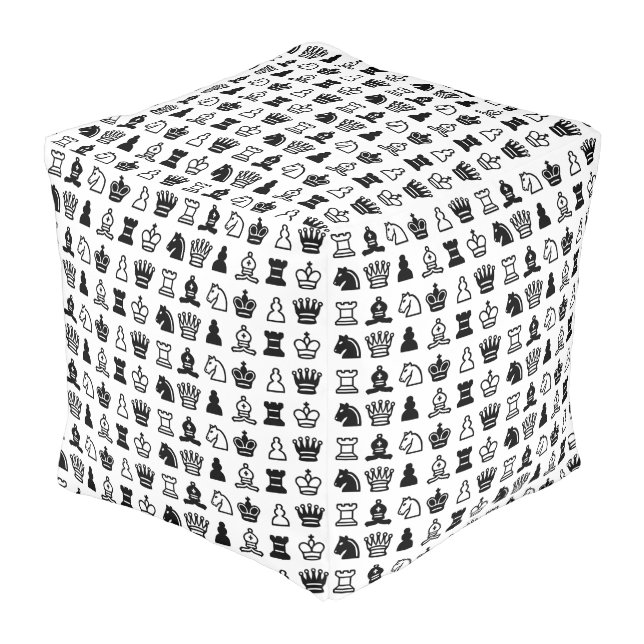 Chess Piece Pattern Pouf (Angled Front)