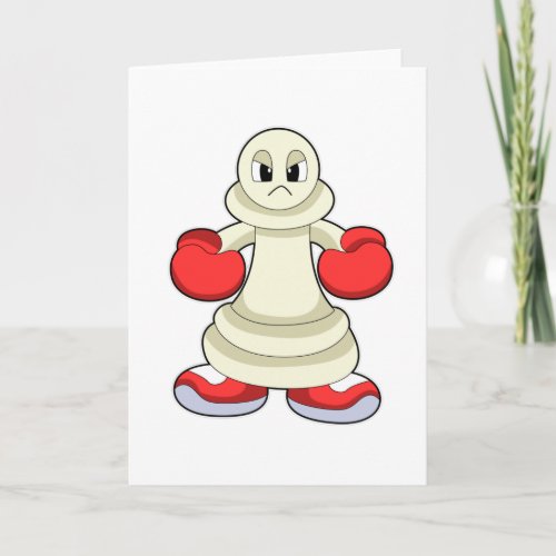 Chess piece Pawn as Boxer with Boxing gloves Card