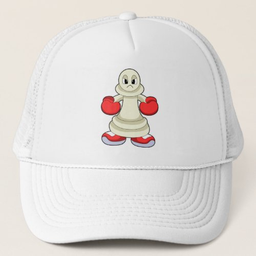 Chess piece Pawn as Boxer with Boxing gloves Trucker Hat