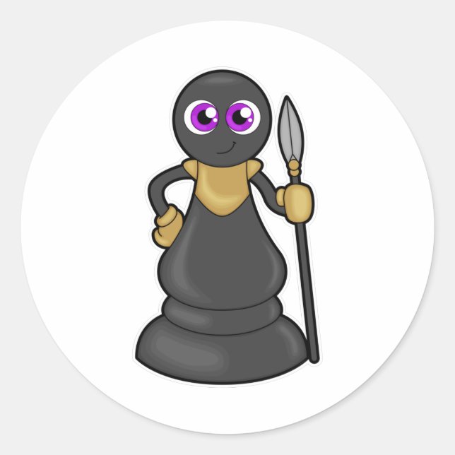 Chess piece Pawn at Chess with Spear Classic Round Sticker (Front)