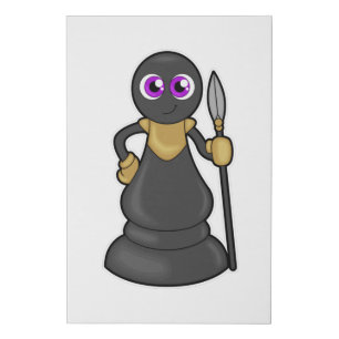 Chess piece Pawn at Chess with Spear Faux Canvas Print