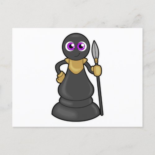 Chess piece Pawn at Chess with Spear Postcard
