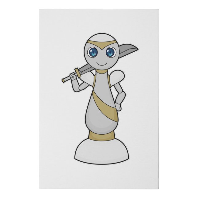 Chess piece Pawn Sword Chess Faux Canvas Print (Front)