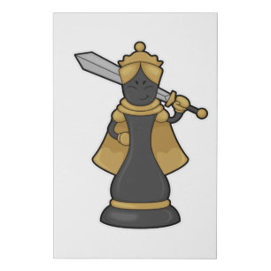 Chess piece Queen at Chess with Sword Faux Canvas Print