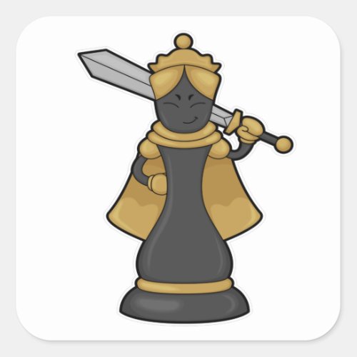 Chess piece Queen at Chess with Sword Square Sticker