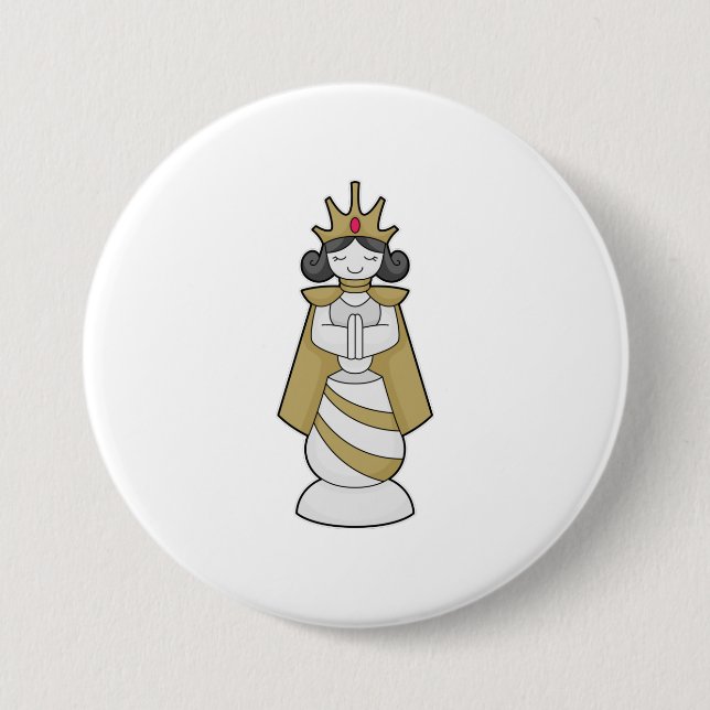 Chess piece Queen Crown Chess Button (Front)