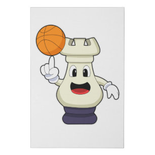 Chess piece Rook at Basketball Sports Faux Canvas Print