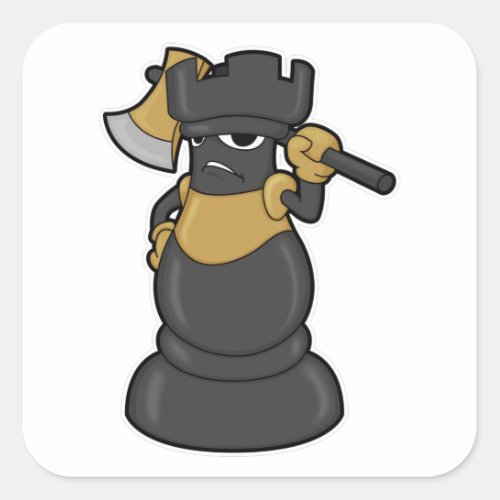 Chess piece Rook at Chess with Axe Square Sticker