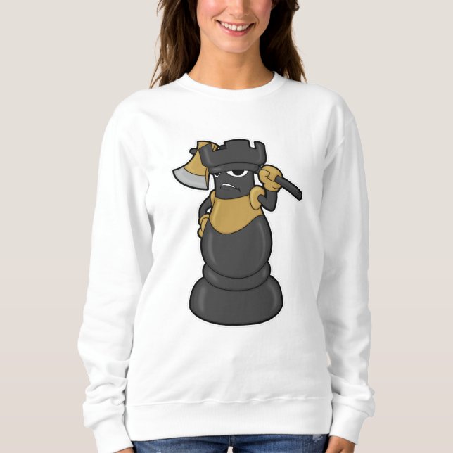 Chess piece Rook at Chess with Axe Sweatshirt (Front)