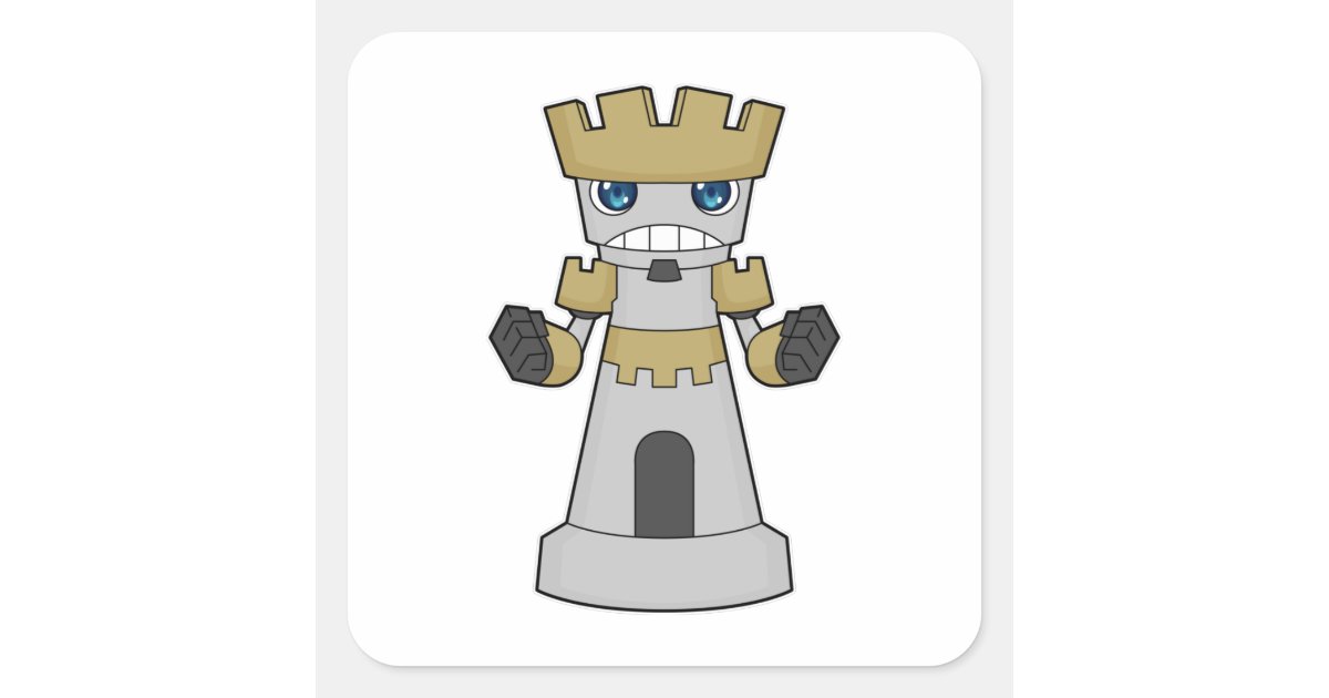 Square Style Rook Chess Chess piece Rook Chess Square Sticker | Zazzle