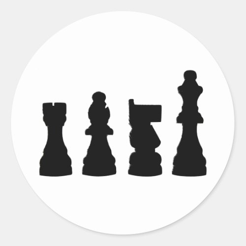 Chess piece silhouette design classic round sticker