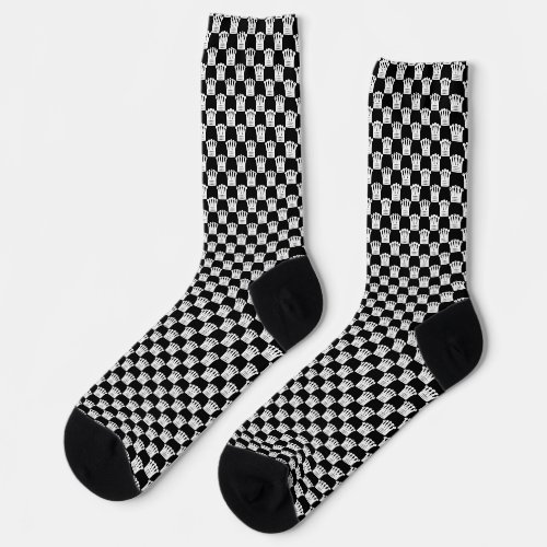 Chess piece socks with checkered queen pattern