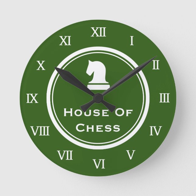 Chess piece wall clock with custom quote or saying (Front)
