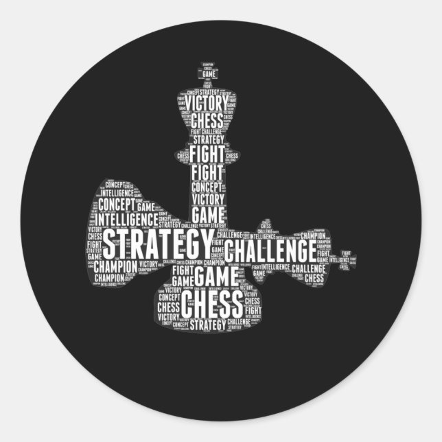 Chess Piece Words Strategy Challenge Board game Classic Round Sticker (Front)