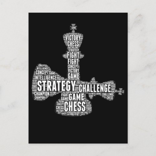 Chess Piece Words Strategy Challenge Board game Postcard