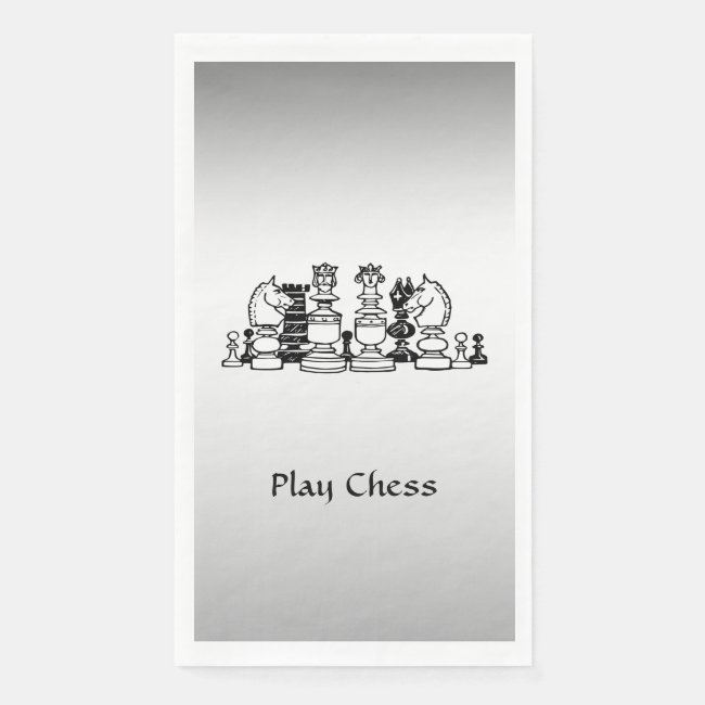 Chess Pieces Black White Silver Paper Guest Towel