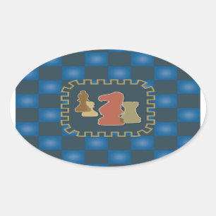 Chess Pieces Blue Sticker
