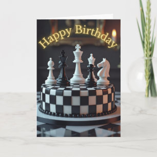 Chess Pieces Cake Birthday Card