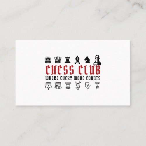 Chess Pieces Chess Club Business Card