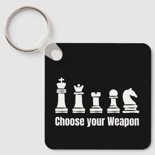 Chess pieces choose your weapon rook bishop knight keychain