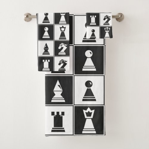 Chess Pieces Design Bath Towel Set