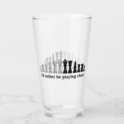 Chess Pieces Design Drinking Glass