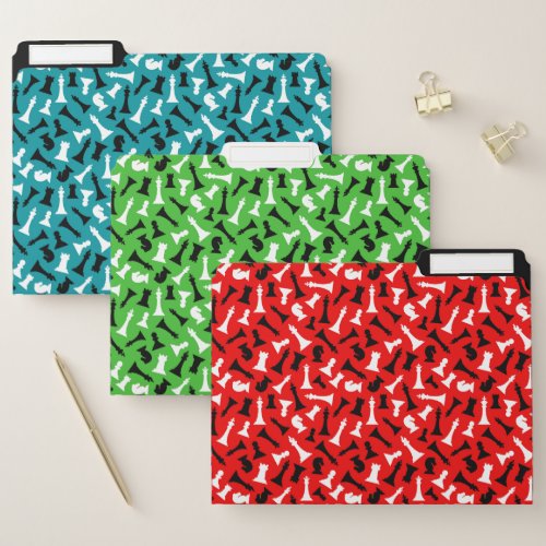 Chess Pieces Design File Folders Set