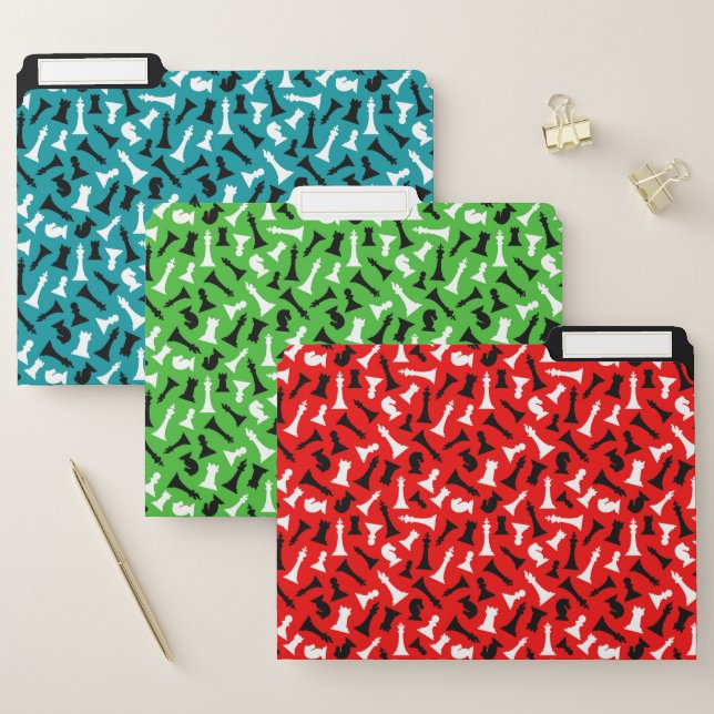Chess Pieces Design File Folders Set (Set)