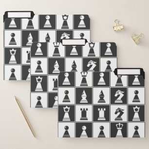 Chess Pieces Design File Folders Set