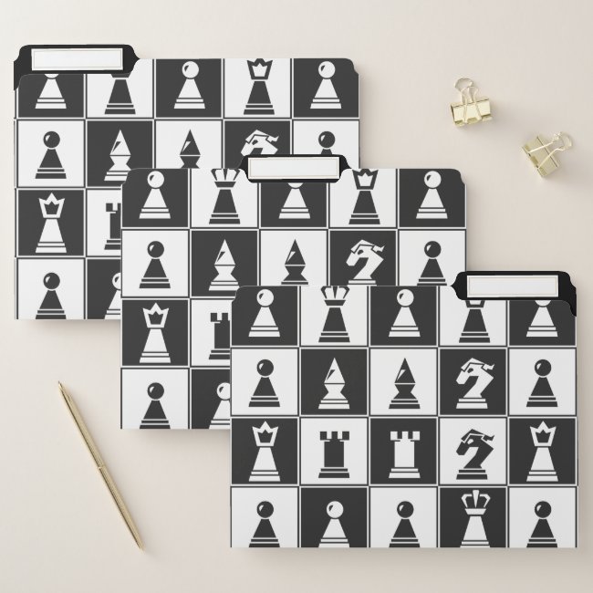 Chess Pieces Design File Folders Set