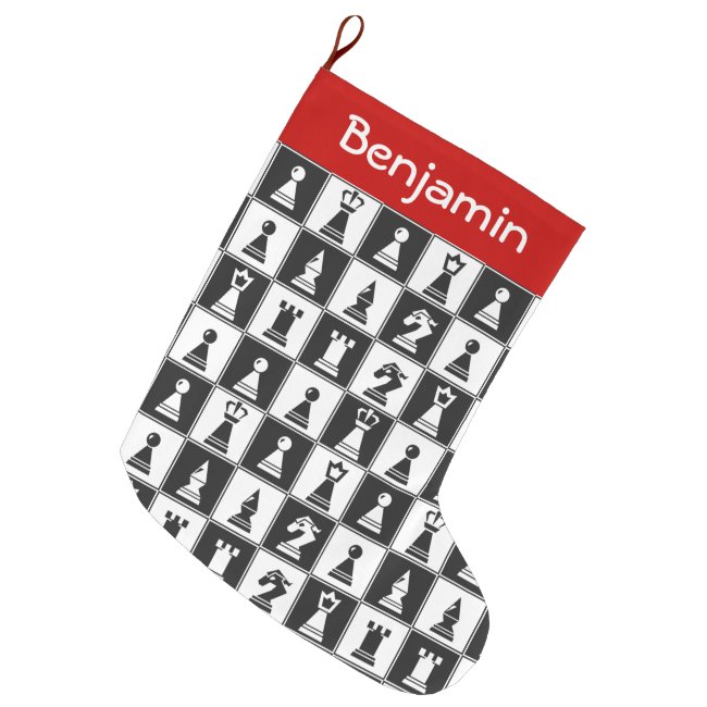 Chess Pieces Design Large Christmas Stocking