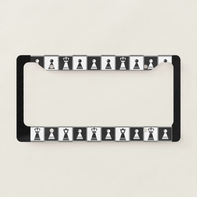 Chess Pieces Design License Plate Frame (Front)