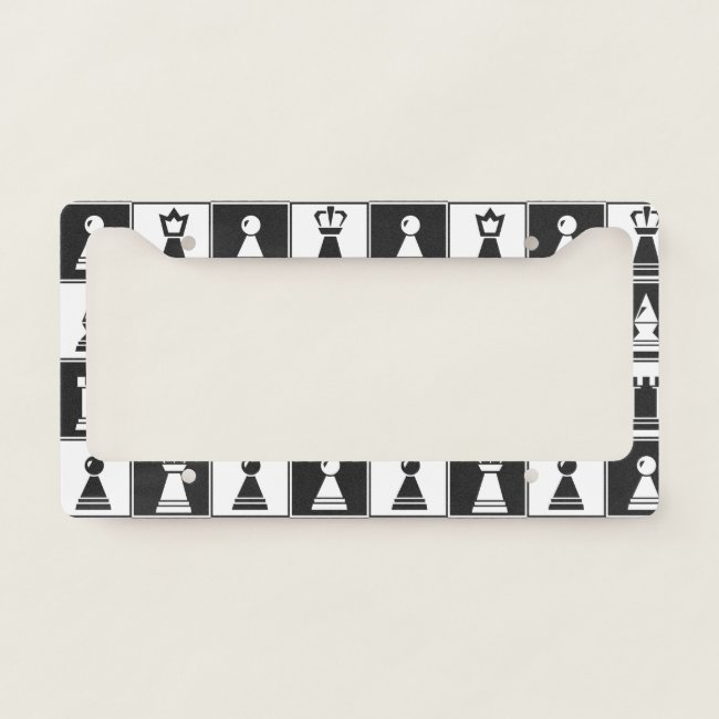Chess Pieces Design License Plate Frame