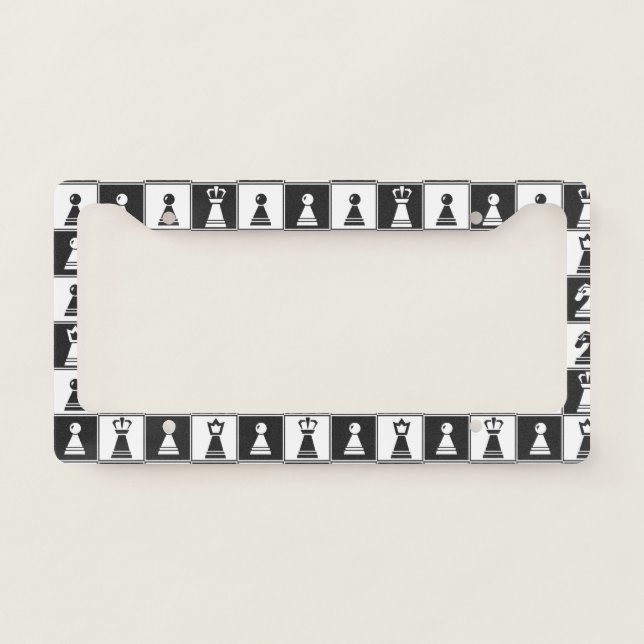 Chess Pieces Design License Plate Frame (Front)