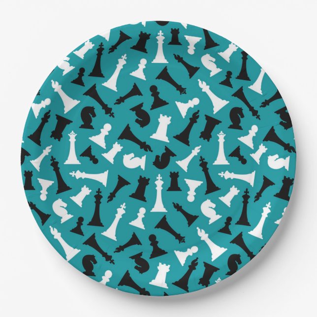 Chess Pieces Design Paper Plate (Front)