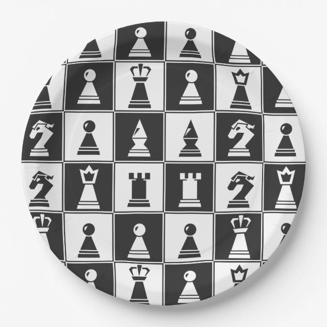 Chess Pieces Design Paper Plate