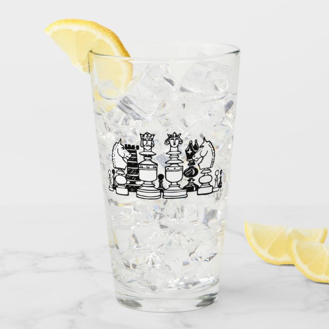 Chess Pieces Glass Tumbler