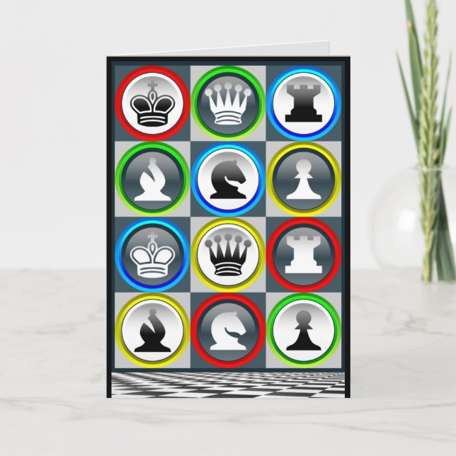 chess pieces greeting card (Front)