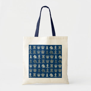 Chess Pieces in Rows Blue Bag