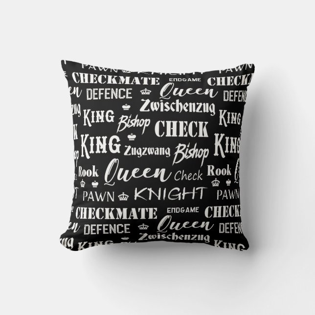 Chess Pieces Knight Queen Rook King Pattern Throw Pillow (Front)