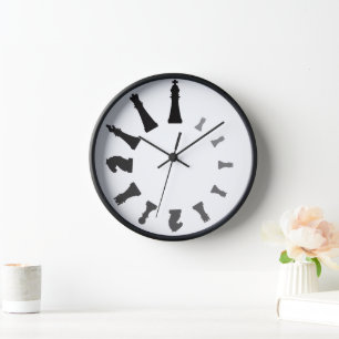Chess pieces large clock